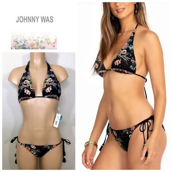 New. Johnny Was floral string bikini. XL-top/S-bottom - Picture 1 of 10